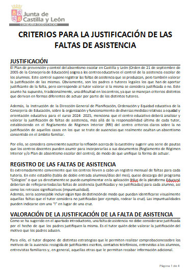 Justificación de faltas de asistencia