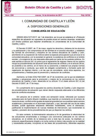 Legislación acoso escolar